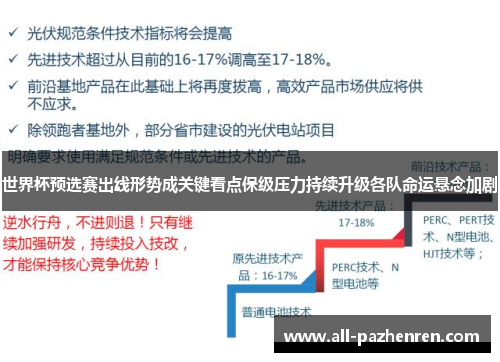 世界杯预选赛出线形势成关键看点保级压力持续升级各队命运悬念加剧